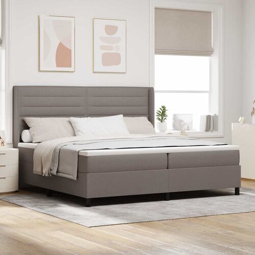  LED Box Spring Krevet Sivo-smeđa 200 x 200 cm tkanina Cijene