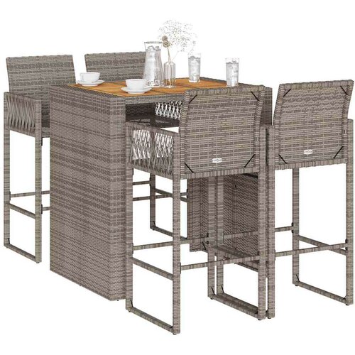 vidaXL 5-dijelni vrtni barski set bez jastucima sivi poliratana bagrem Cijene