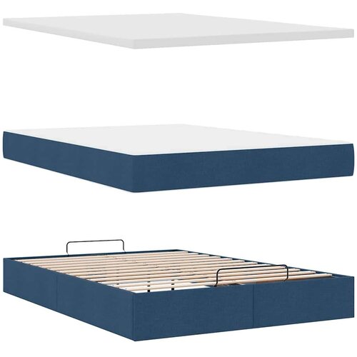  Otomanski krevet s madracem plavi 140x190cm od tkanine Slike