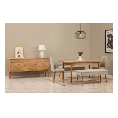 Hanah home vina bench 04 1005 atlantic pine cream (produžni trpezarijski sto, stolice i konzola (6 komada) Cene