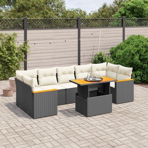 vidaXL 8-dijelni set vrtnih sofa od poliratana s jastucima crni Cijene
