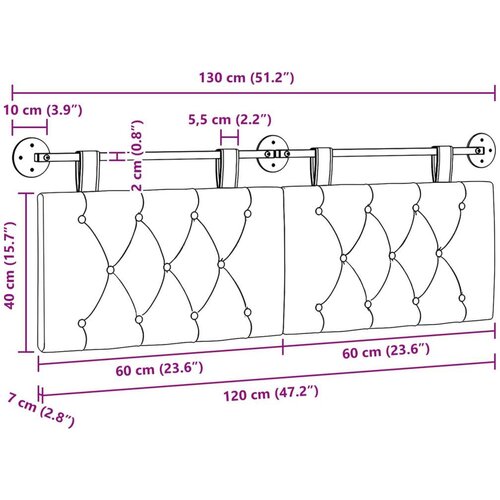  Držeće uzglavlje Zidne Svijetlo siva 130 x 55 x 7 cm tkanina - Svjetlosiva 120 cm bez LED Slike