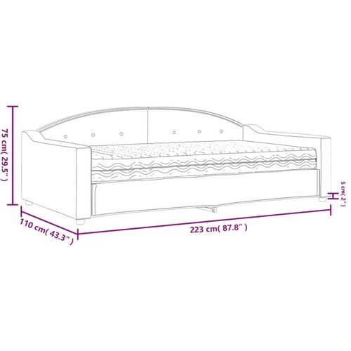  Dnevni krevet s madracem smeđesivi 100 x 200 cm od tkanine Slike