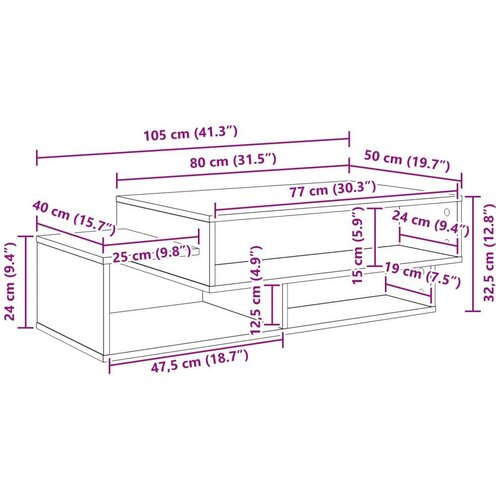  Stolić za kavu Staro drvo 105 x 50 x 32 5 cm Konstruirano drvo Slike