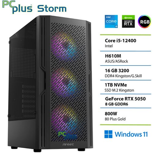 PCPLUS Namizni računalnik PCPLUS Storm Core i5 12400F, 16 GB RAM, 1 TB SSD, RTX 5050 8 GB, W11H, (5000137220) Cene
