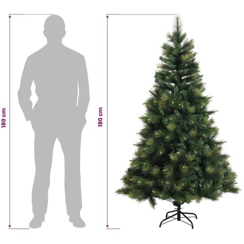  Umjetno božićno drvce s nogom 180 cm 300 LED lampica - Zelena 180 cm s LED svjetlima Slike