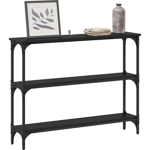 Konzolna stolica s policom Crni hrast 100 x 22.5 x 75 cm Slike