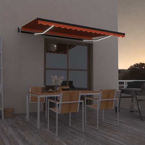 vidaXL Automatska tenda sa senzorom LED 400x350 cm narančasto-smeđa Cijene