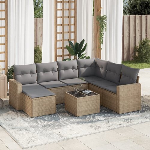 VidaXL 8-dijelni set vrtnih sofa od poliratana s jastucima bež Slike