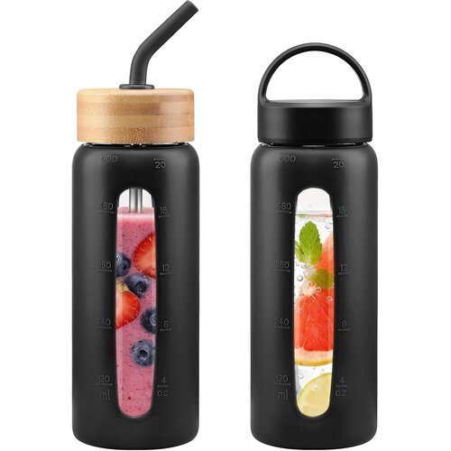 HYDRAGLAZIC 600 ml steklenica iz stekla z dvema pokrovoma Slike