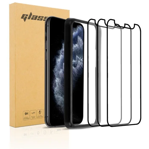 Cadorabo 3x Celotna zaščitna folija za zaslon, združljiva z Apple iPhone 11 v transparentna s črno - 3-pack Kaljeno steklo za zaščito zaslona s pripomočkom za namestitev, (20563007)