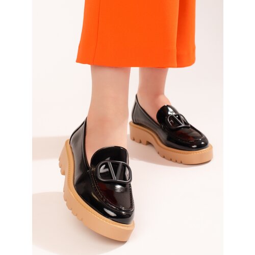 VINCEZA Classic women's platform loafers black Cene