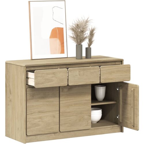vidaXL Komoda SAUDA hrast 114x43x75,5 cm trdna borovina Cene