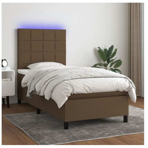  Box spring s madracem LED tamnosmeđi 100x200 cm tkanina Cijene