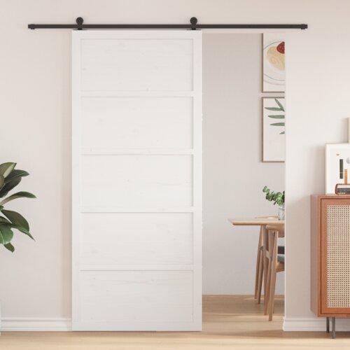 vidaXL Hlevska Vrata Bela 80x208 cm iz Masivnega Bora Cene