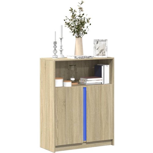 VidaXL Komoda s LED svjetlima boja hrasta 77 x 34 x 100 cm drvena Slike