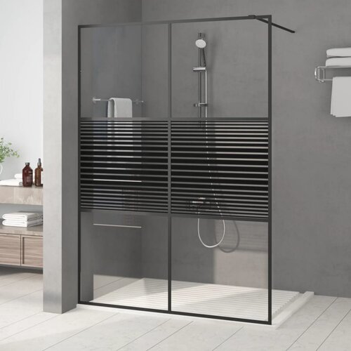 Pregrada za tu&amp;scaron; crna 140 x 195 cm s prozirnim staklom ESG Slike