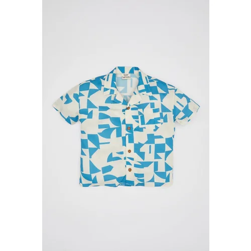 Defacto Baby Boy Patterned Cropped Collar Short Sleeve Shirt