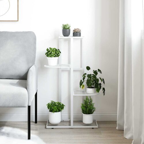  Stalak za cvijeće s 4 razine 43 x 22 x 76 cm bijeli metalni Slike