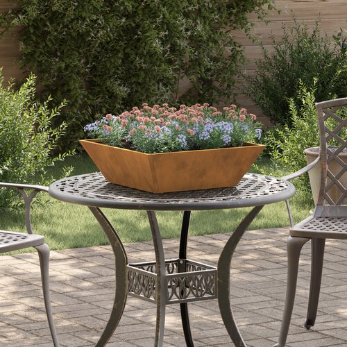 VidaXL Metalna saksija Čelik otpornog na vremenske uvjete 50 x 50 x 15 cm Slike