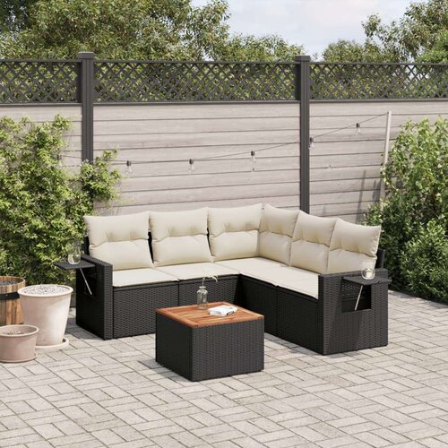 VidaXL 6-dijelni set vrtnih sofa s jastucima crni od poliratana Slike