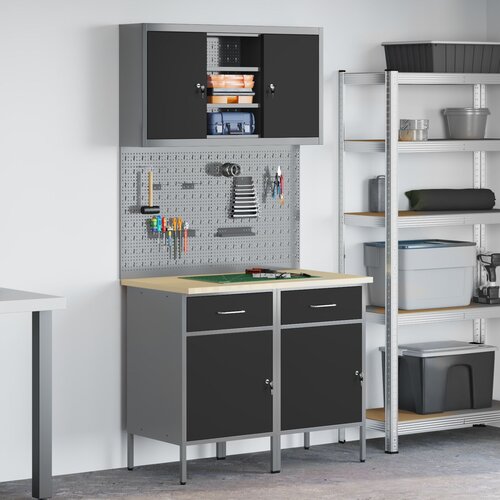 vidaXL Delovni kabinet Set 5 Črn Jeklo Standard Nastavljive noge Cene