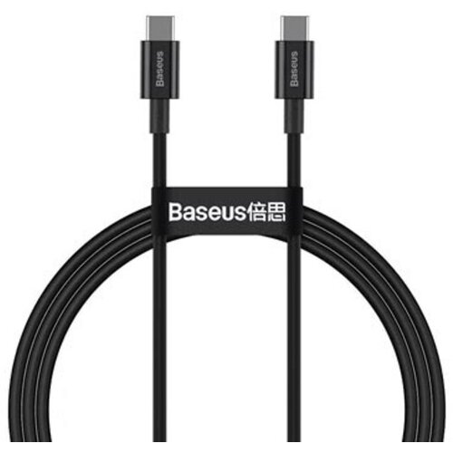 Baseus podatkovni kabel catys-b01 supirior quick charge 100w type c na type c - črn Slike