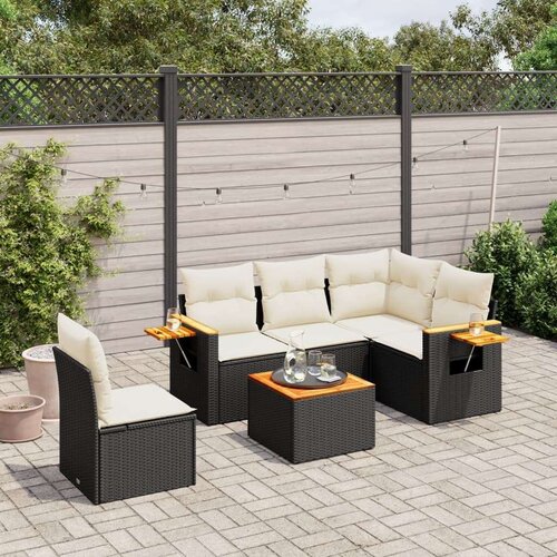  6-dijelni set vrtnih sofa s jastucima crni od poliratana Slike