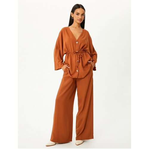 Koton Kimono Wide Sleeves Buttoned V-Neck Tied Waist Slike