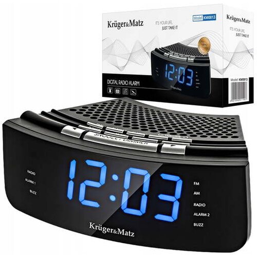 Kruger matz KRUGER&MATZ moderna LCD elektronska FM radio budilka AUX črna KM0813 Cene