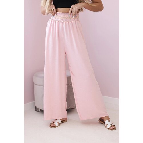 Kesi Trousers with wide elastic waistband powder pink Cijene