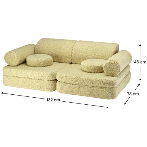 Wigiwama Zelena otro&amp;scaron;ka sedežna garnitura iz tkanine boucl&amp;eacute; 132 cm Settee &amp;ndash; Slike