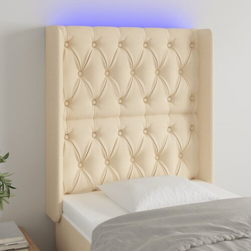  LED uzglavlje krem 83 x 16 x 118/128 cm od tkanine Cene