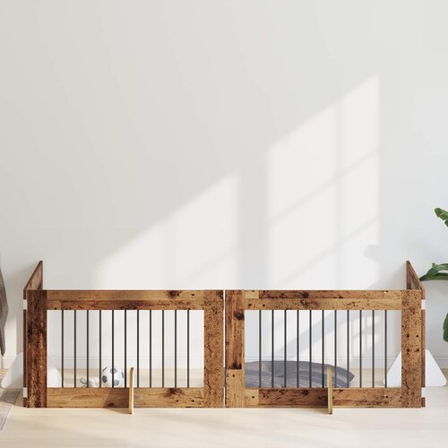  Vrata za pse s postoljem 4 pcs Staro drvo 100 x 60 cm Cene