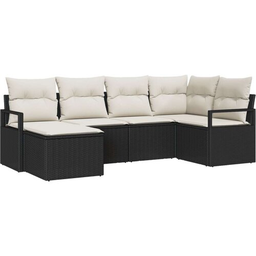  Set vrtnog kauča s 6 dijelova s jastučićima crni poli ratan dvosed vrtni kauč s prostorom za pohranu i jastučićima crni poli ra Slike