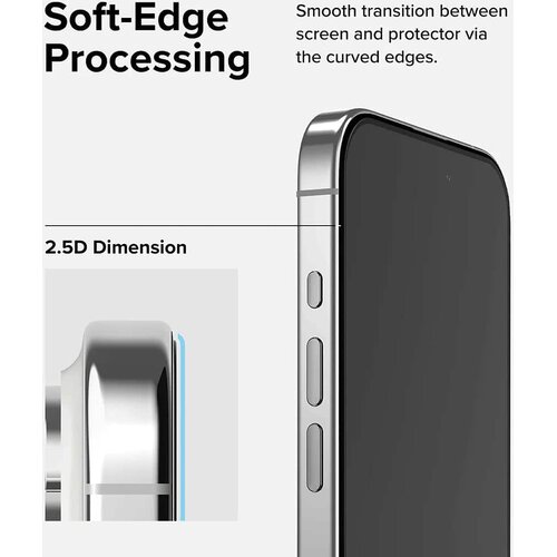 Ringke Cover Display ID Glass kaljeno staklo za iPhone 15 Pro Max -crno Slike