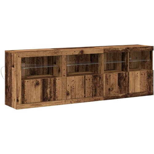  Stranski kabinet z LED lučmi Stari les 202x37x67 cm predelan les Slike