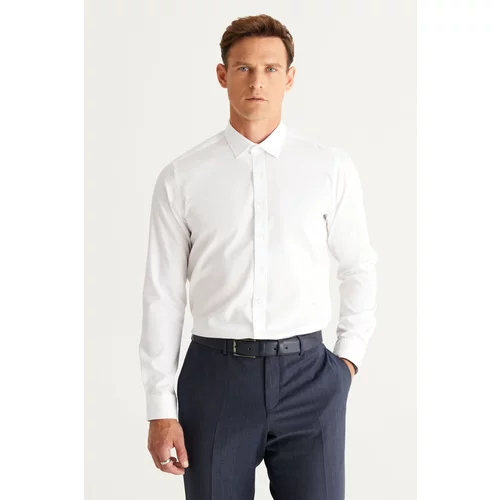ALTINYILDIZ CLASSICS Men's White Non-iron Non-iron Slim Fit Slim Fit 100% Cotton Shirt.