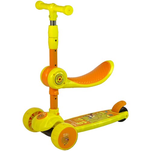 Lean Toys Trikolesni skiro in poganjalec z lučkami in glasbo Rumena lea Slike