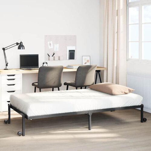 VidaXL Okvir kreveta bez madraca sklopivi crni 90x200 cm čelik Slike