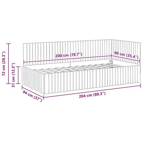  Kutni okvir kreveta boja crnog vina 90 x 200 cm Bar&amp;scaron;un Slike