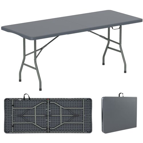  Vrtna miza 180 x 74 cm, zložljiva kamping miza s HDPE plo&amp;scaron;čo in ročajem za no&amp;scaron;enje, siva Slike