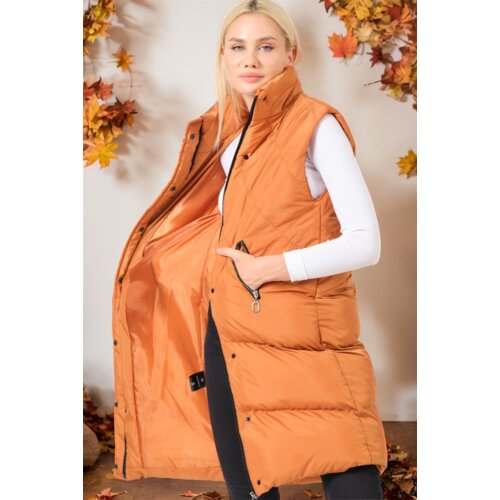 Dewberry Z6743 LADIES&amp;#039; VEST-PLAIN CAMEL Slike