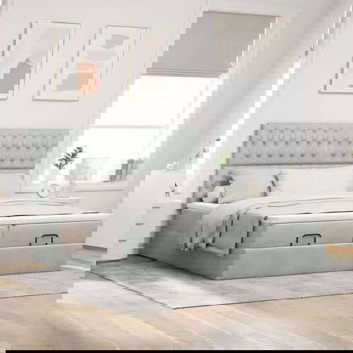 VidaXL Okvir kreveta s madracima svijetlosivi 160x200cm bar&amp;scaron;unasti Slike