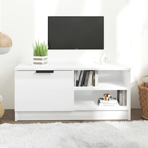 vidaXL TV omarica visok sijaj bela 80x35x36,5 cm konstruiran les Cene