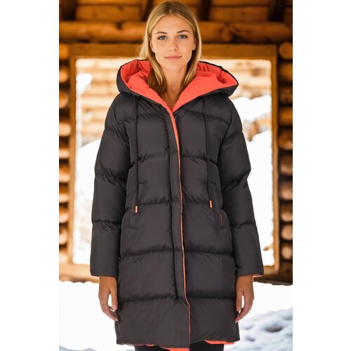 Dewberry Z6687 WOMEN'S COAT-BLACK-ORANGE-1 Cijene
