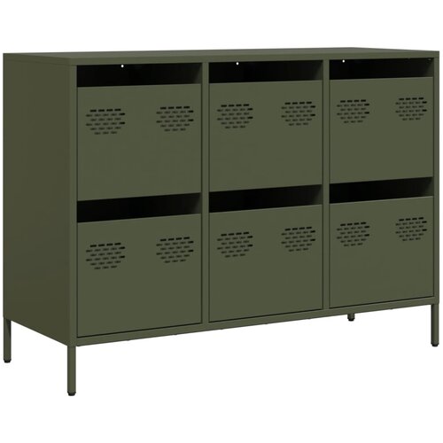Maison Chic Komoda - Predalnik olivno zelena 101,5x39x73,5 cm hladno valjano jeklo, (21721512) Slike