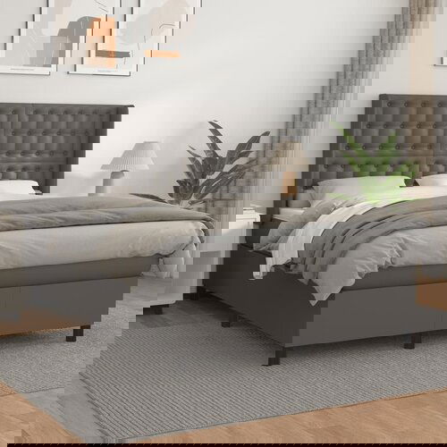 The Living Store Box spring postelja z vzmetnico siv 140x200 cm umetno usnje - Box Spring Postelja, (21520869) Slike