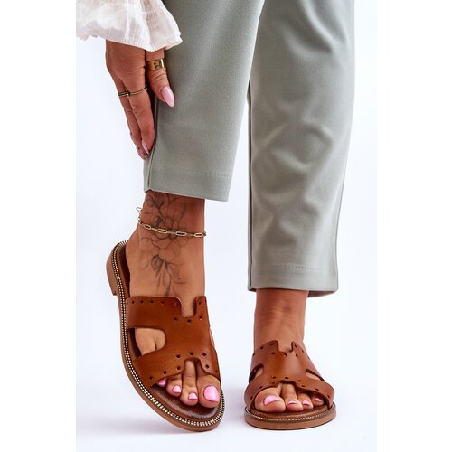 Kesi Women's sandals with decorative cutouts Brown Emily Cene