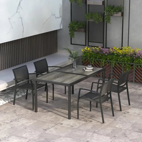  Vrtni namje&amp;scaron;taj vrtna sjedeća garnitura 1 stol 4 stolice 150 x 87 x 72 cm siva Slike
